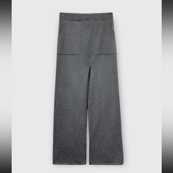 MADE IN ITALY KNIT WIDE LEG PANTS WITH POCKETS - Picture 1 of 3